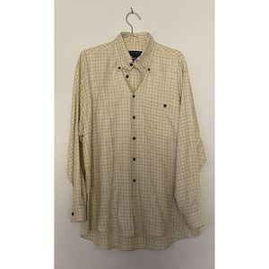 Scott Barber Button Up Shirt Men's Large Long Sleeve Yellow Check Chest Pocket